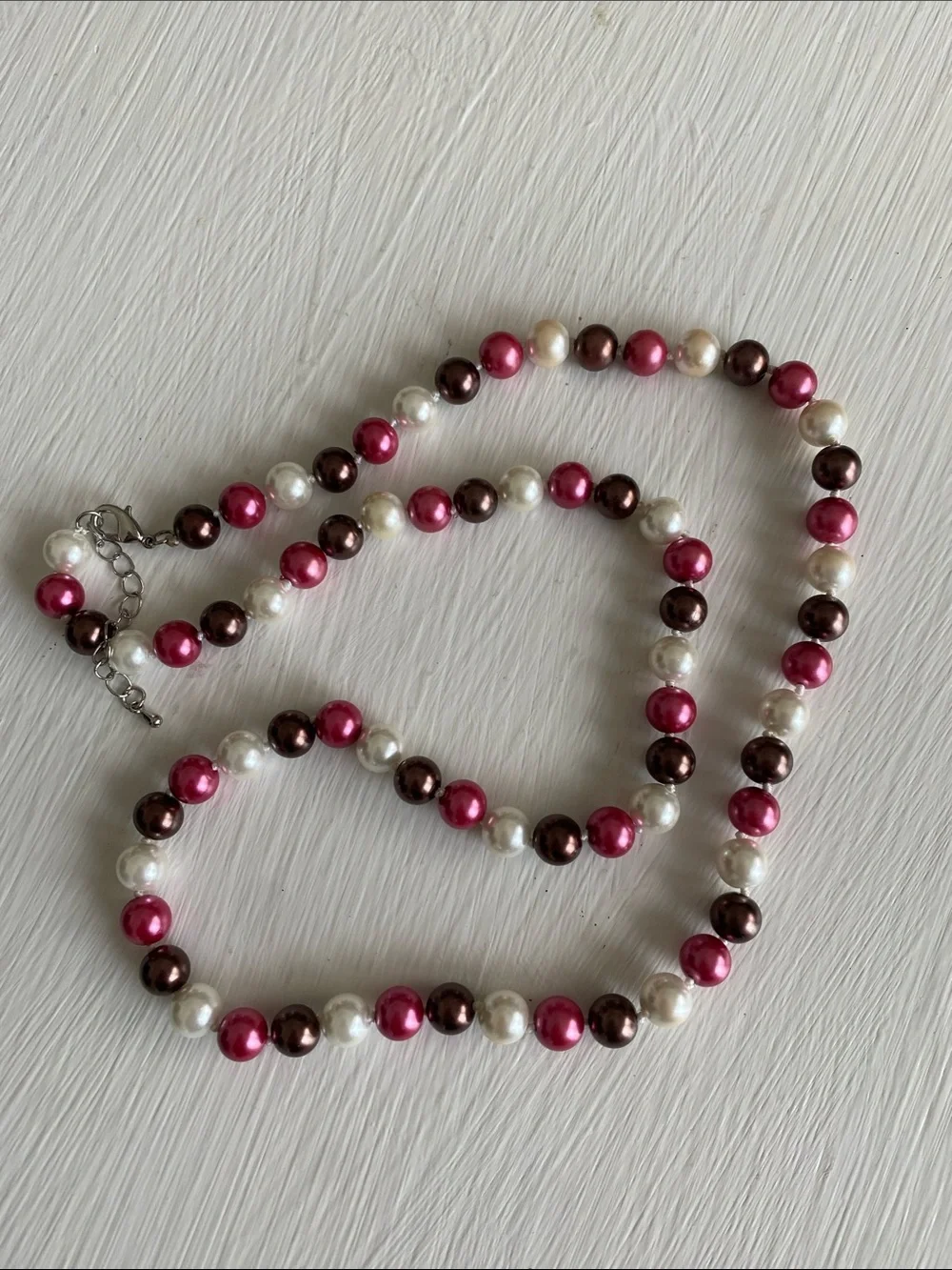 Genuine Freshwater Pearls Strand Necklace /Multicolor Pink Burgundy White